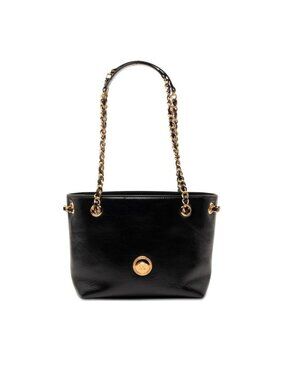 Versace Medusa Chain Tote Black Leather